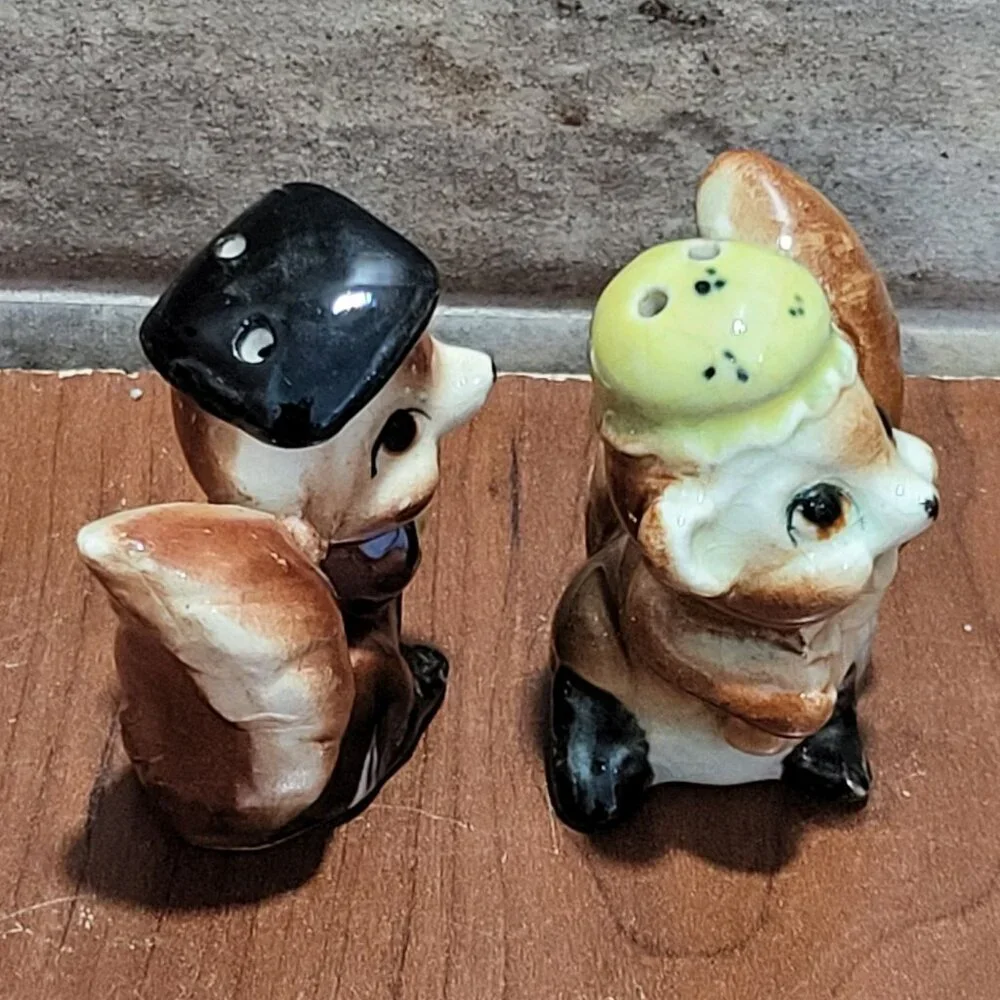 Professor and Mrs Squirrel Vintage Salt & Pepper Shakers